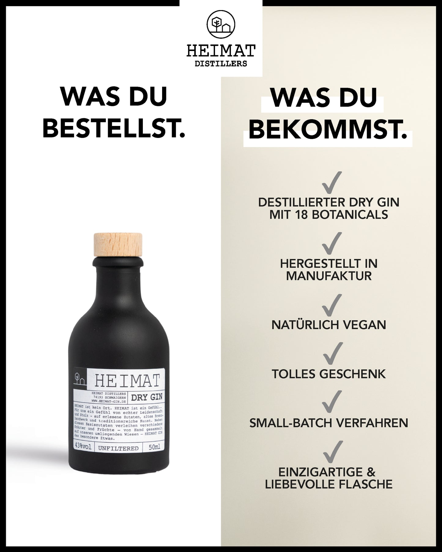 HEIMAT Dry Gin Miniatur 50ml