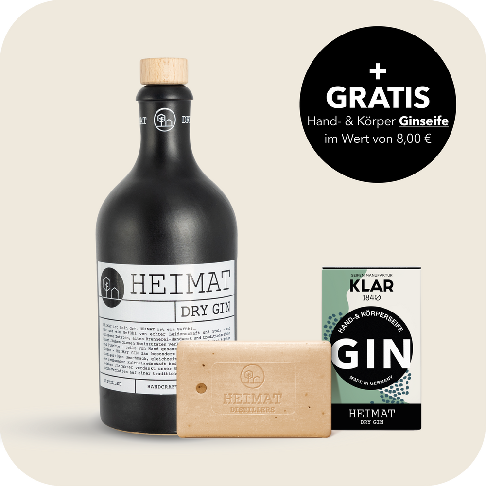 HEIMAT Dry Gin 500ml mit KLAR Gin Seife